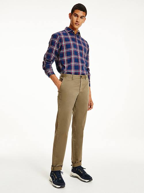 Tommy Hilfiger Denton Straight Fit Satin Chinos Broek Heren Bruin | TH570NRP