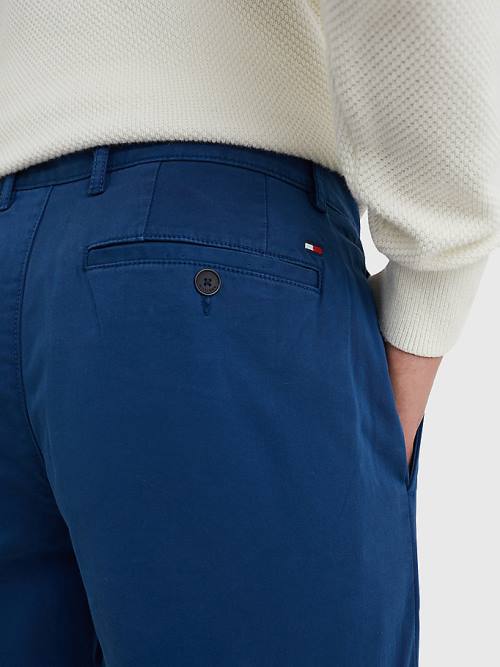 Tommy Hilfiger Denton Straight Fit Satin Chinos Broek Heren Blauw | TH647THK