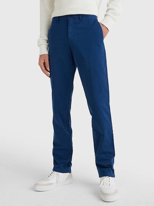 Tommy Hilfiger Denton Straight Fit Satin Chinos Broek Heren Blauw | TH647THK