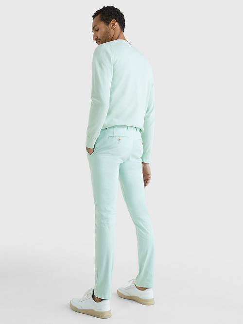 Tommy Hilfiger Denton Straight Fit Satin Chinos Broek Heren Groen | TH764QBL