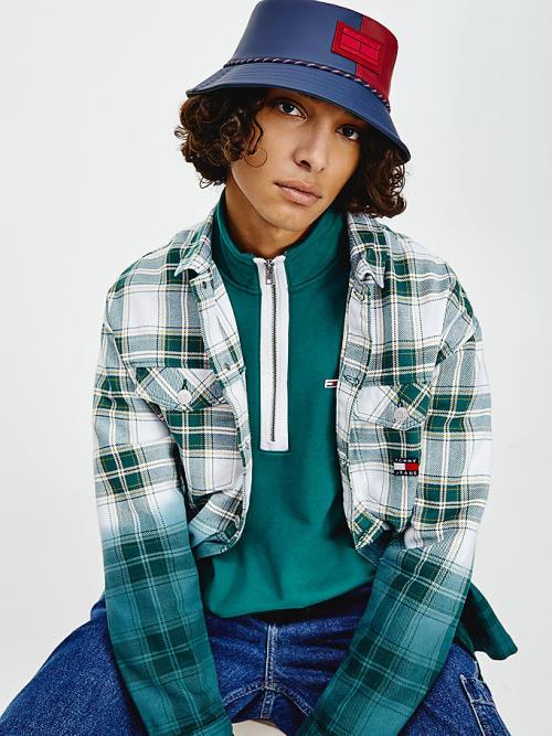 Tommy Hilfiger Dip Dye Check Overshirt Overhemd Heren Groen | TH438ESC