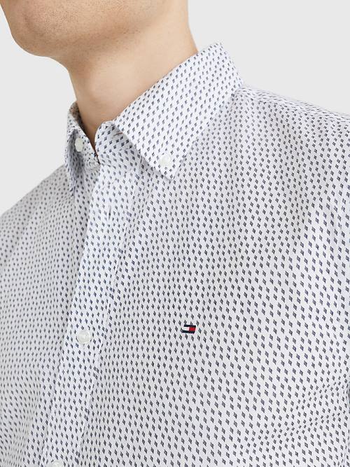 Tommy Hilfiger Dot Regular Fit Kort Sleeve Overhemd Heren Wit | TH257EIS