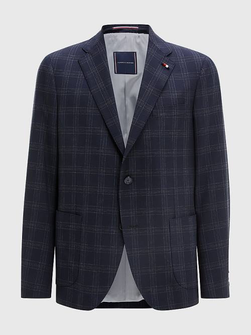 Tommy Hilfiger Dotted Check Slim Fit Blazer Heren Blauw | TH563RZN