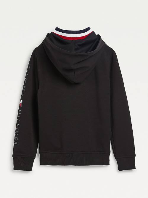 Tommy Hilfiger Double Collar Hoodie Jongens Zwart | TH937ANB