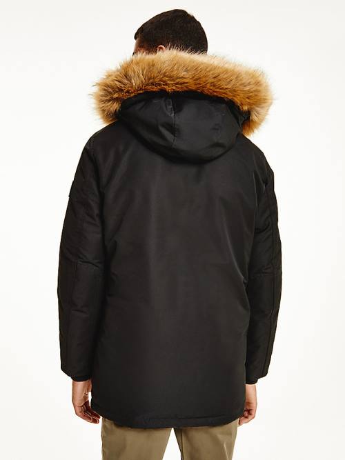 Tommy Hilfiger Down Faux Fur Hood Rockie Parka Jassen Heren Zwart | TH198QBY