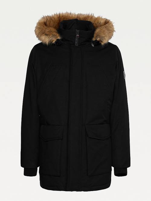 Tommy Hilfiger Down Faux Fur Hood Rockie Parka Jassen Heren Zwart | TH198QBY