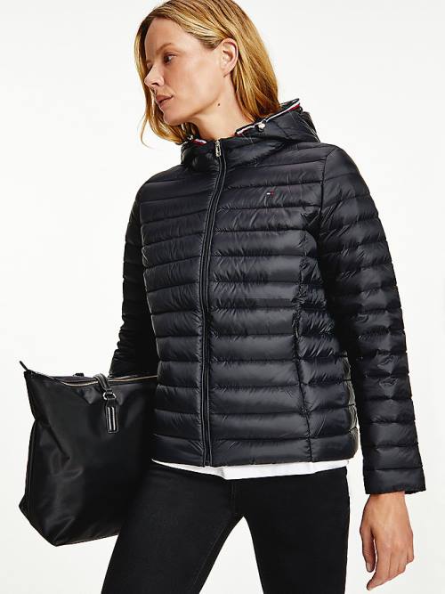 Tommy Hilfiger Down-Filled Met Capuchon Zip-Thru Jassen Dames Zwart | TH197MAT