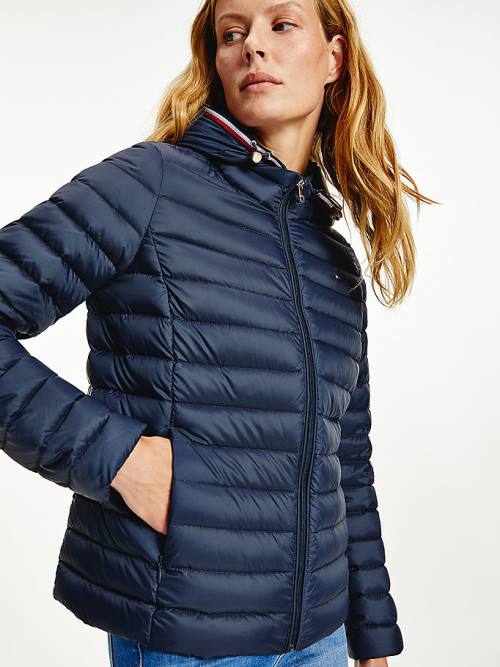 Tommy Hilfiger Down-Filled Met Capuchon Zip-Thru Jassen Dames Blauw | TH726SNV