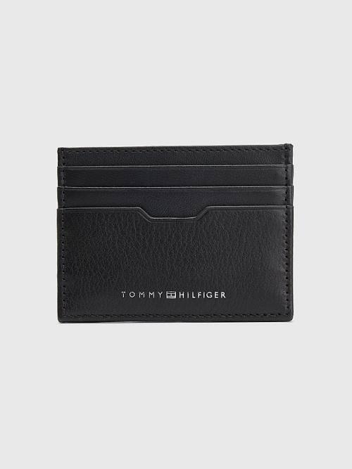 Tommy Hilfiger Downtown Leren Card Holder Portefeuille Heren Zwart | TH140XAT