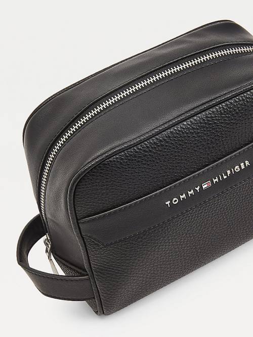 Tommy Hilfiger Downtown Metal Logo Washbag Tassen Heren Zwart | TH123SBP