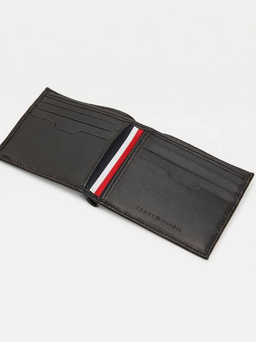 Tommy Hilfiger Downtown Small Leren Card Portefeuille Heren Zwart | TH106RUL