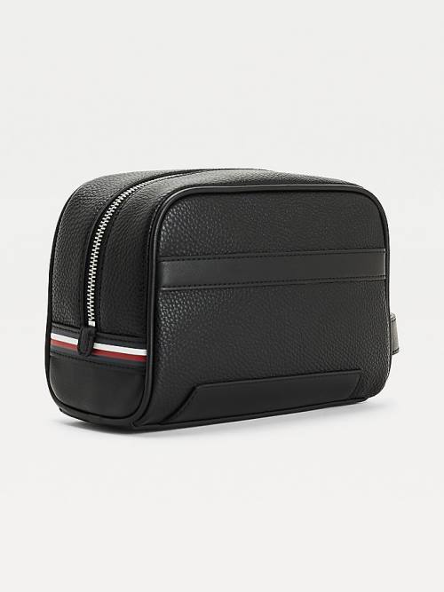 Tommy Hilfiger Downtown Vegan Leren Washbag Tassen Heren Zwart | TH175QVZ