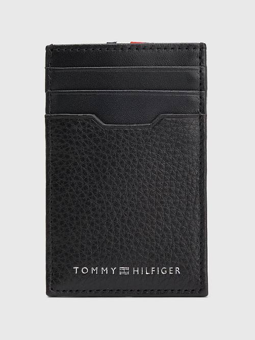 Tommy Hilfiger Downtown Vertical Leren Cardholder Portefeuille Heren Zwart | TH635JDT