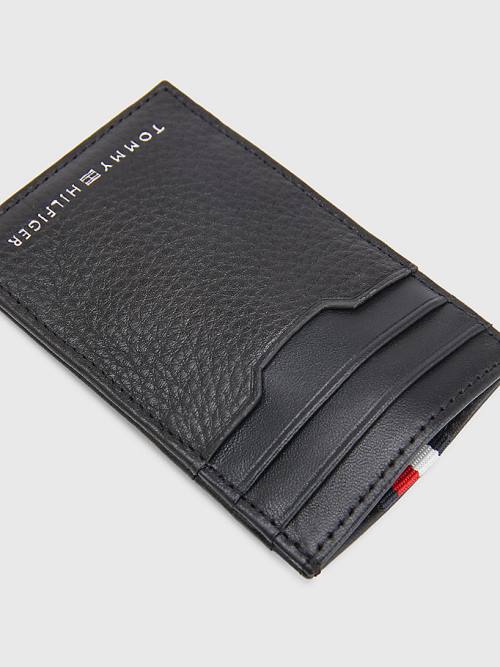 Tommy Hilfiger Downtown Vertical Leren Cardholder Portefeuille Heren Zwart | TH635JDT