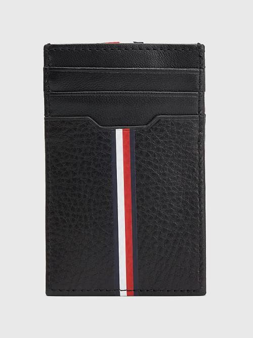 Tommy Hilfiger Downtown Vertical Leren Cardholder Portefeuille Heren Zwart | TH635JDT