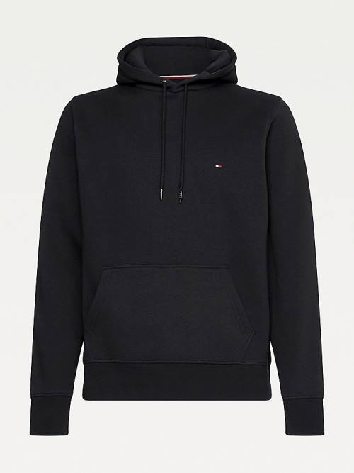 Tommy Hilfiger Drawstring Flag Embroidery Hoodie Heren Zwart | TH142AUZ