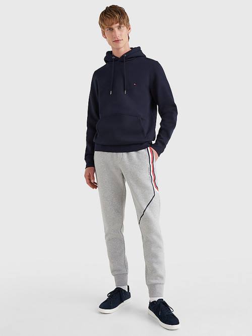 Tommy Hilfiger Drawstring Flag Embroidery Hoodie Heren Blauw | TH372WKJ