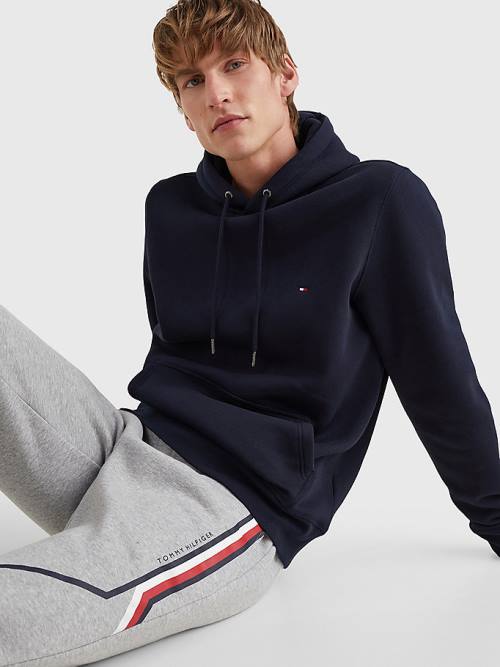 Tommy Hilfiger Drawstring Flag Embroidery Hoodie Heren Blauw | TH372WKJ