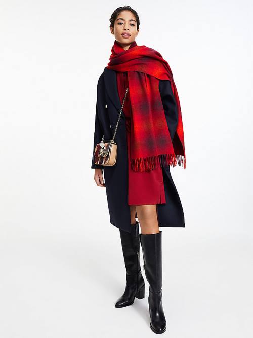 Tommy Hilfiger Elevated Check Wool Sjaals Dames Rood | TH678REL