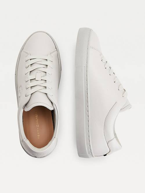 Tommy Hilfiger Elevated Crest Leren Sneakers Dames Grijs | TH269GCV