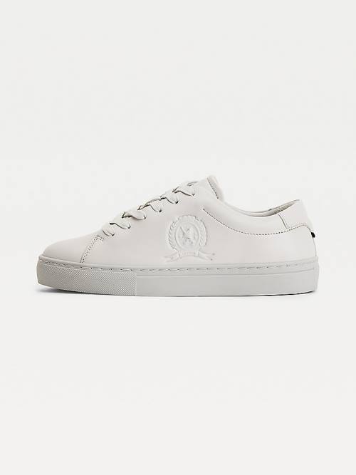 Tommy Hilfiger Elevated Crest Leren Sneakers Dames Grijs | TH269GCV