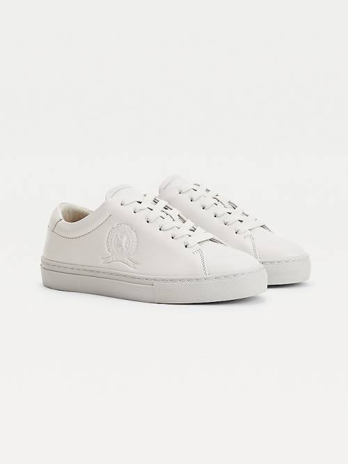 Tommy Hilfiger Elevated Crest Leren Sneakers Dames Grijs | TH269GCV