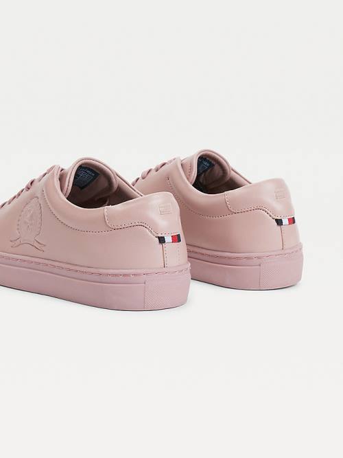 Tommy Hilfiger Elevated Crest Leren Sneakers Dames Roze | TH708KVW