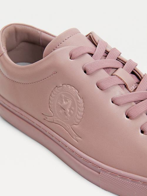 Tommy Hilfiger Elevated Crest Leren Sneakers Dames Roze | TH708KVW