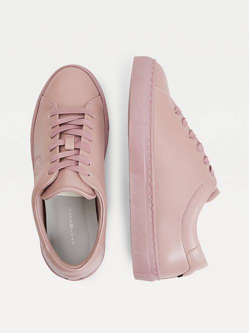 Tommy Hilfiger Elevated Crest Leren Sneakers Dames Roze | TH708KVW