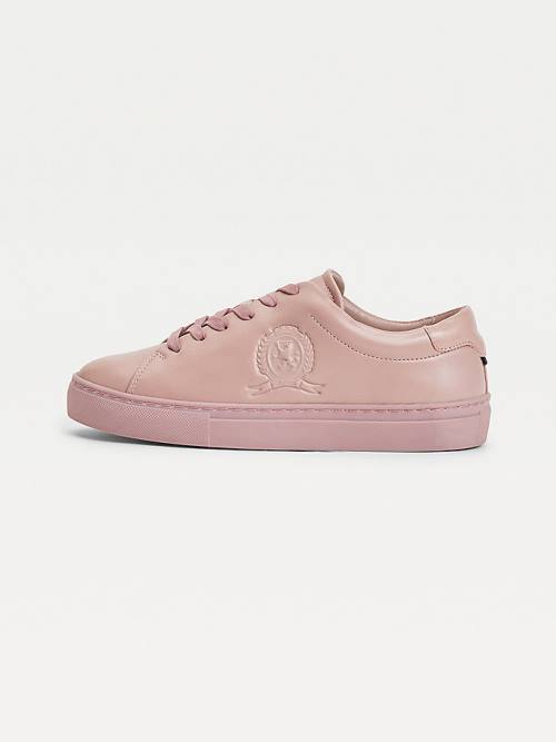 Tommy Hilfiger Elevated Crest Leren Sneakers Dames Roze | TH708KVW