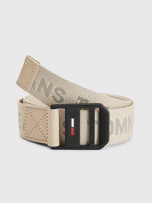 Tommy Hilfiger Elevated Enamel Flag Gesp Riemen Heren Beige | TH764DLC