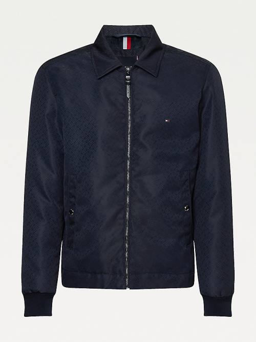 Tommy Hilfiger Elevated Flag Jacquard Zip-Thru Jassen Heren Blauw | TH596XSJ