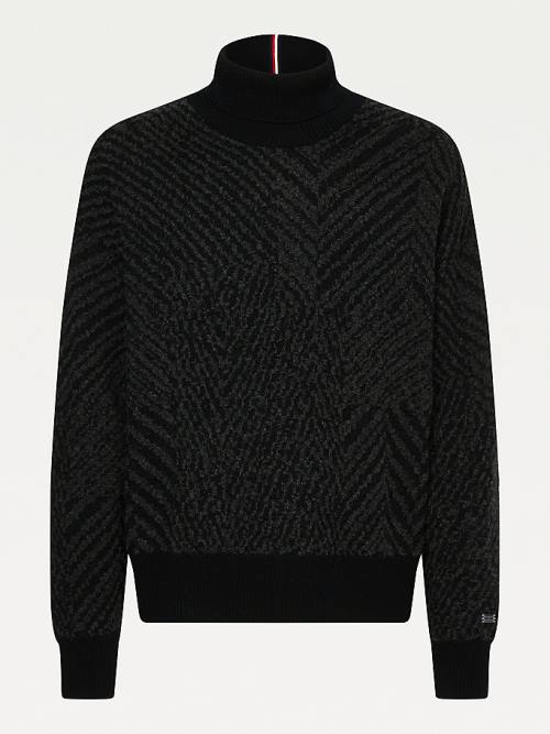 Tommy Hilfiger Elevated Herringbone Roll Neck Jumper Truien Heren Grijs | TH461OJG