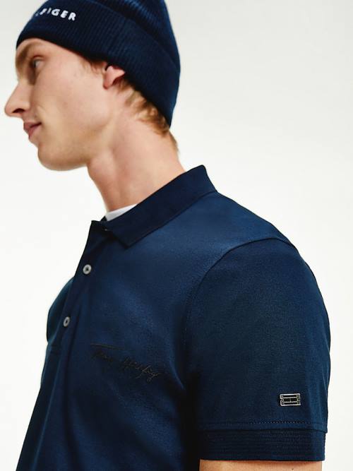 Tommy Hilfiger Elevated Interlock Slim Fit Poloshirt Heren Blauw | TH283XDZ