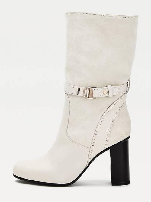 Tommy Hilfiger Elevated Leren High Heel Laarzen Dames Beige | TH167PVQ