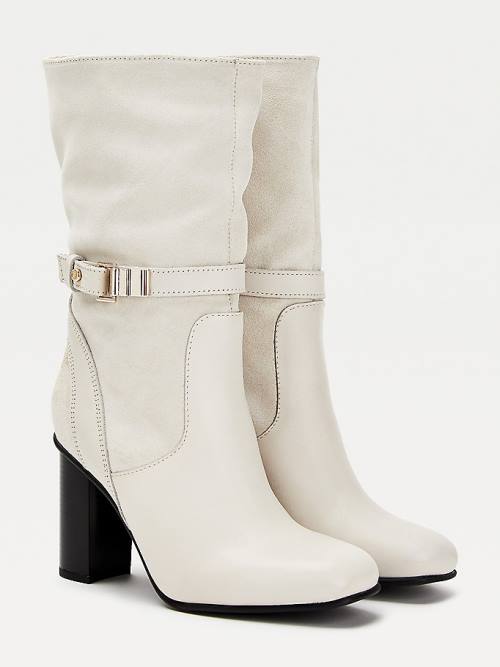 Tommy Hilfiger Elevated Leren High Heel Laarzen Dames Beige | TH167PVQ