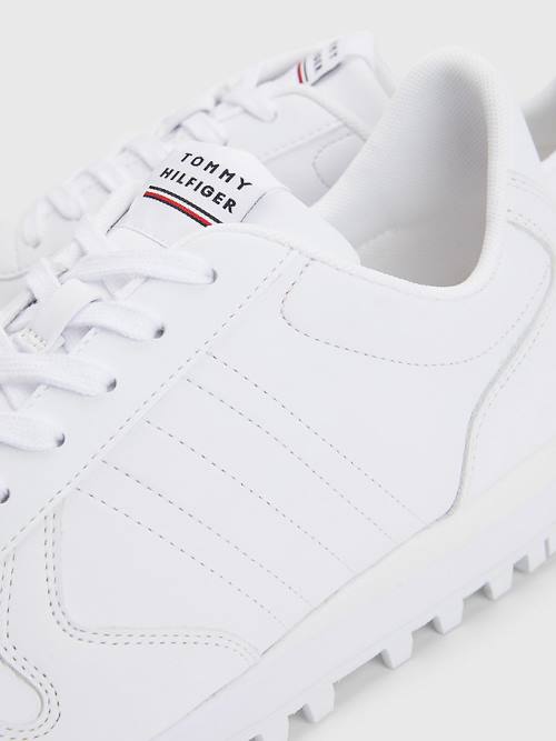 Tommy Hilfiger Elevated Leren Runner Sneakers Heren Wit | TH450CXZ