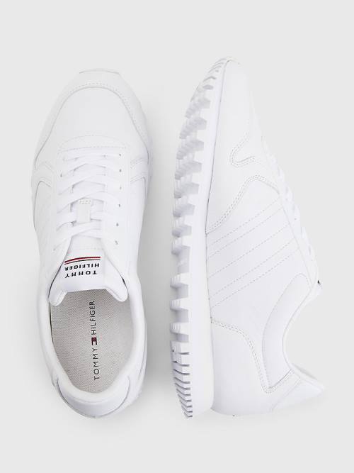 Tommy Hilfiger Elevated Leren Runner Sneakers Heren Wit | TH450CXZ