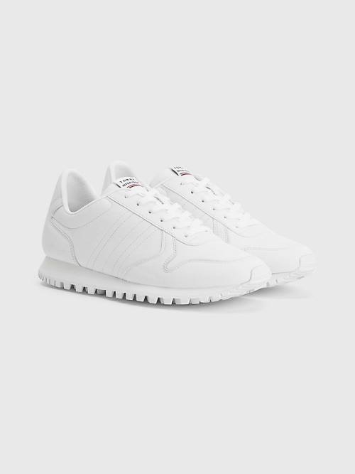 Tommy Hilfiger Elevated Leren Runner Sneakers Heren Wit | TH450CXZ