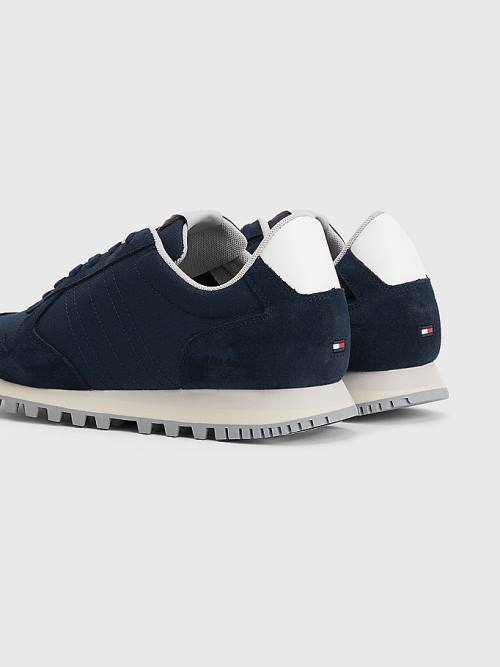 Tommy Hilfiger Elevated Mixed Texture Runner Sneakers Heren Blauw | TH698CGI