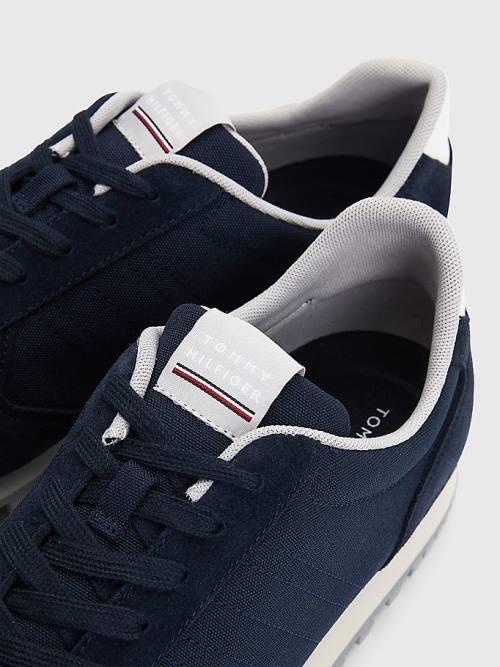 Tommy Hilfiger Elevated Mixed Texture Runner Sneakers Heren Blauw | TH698CGI