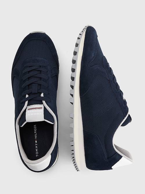 Tommy Hilfiger Elevated Mixed Texture Runner Sneakers Heren Blauw | TH698CGI