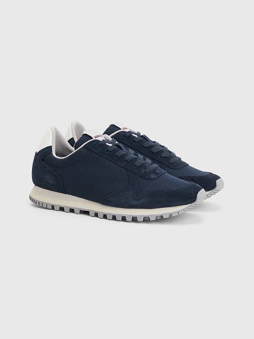 Tommy Hilfiger Elevated Mixed Texture Runner Sneakers Heren Blauw | TH698CGI