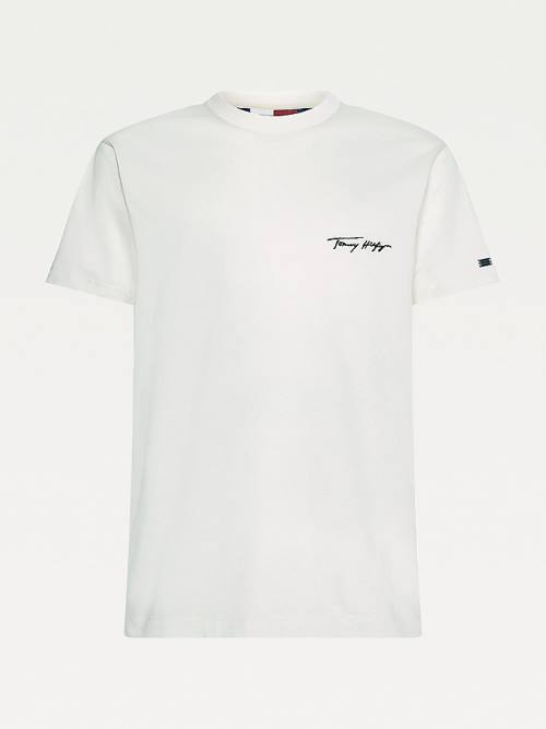 Tommy Hilfiger Elevated Signature Embroidery T-shirts Heren Wit | TH247GTZ