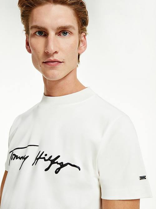 Tommy Hilfiger Elevated Signature Organic Katoenen T-shirts Heren Wit | TH184PUT