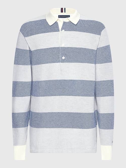 Tommy Hilfiger Elevated Stripe Rugby Shirt Truien Heren Grijs | TH645WUO