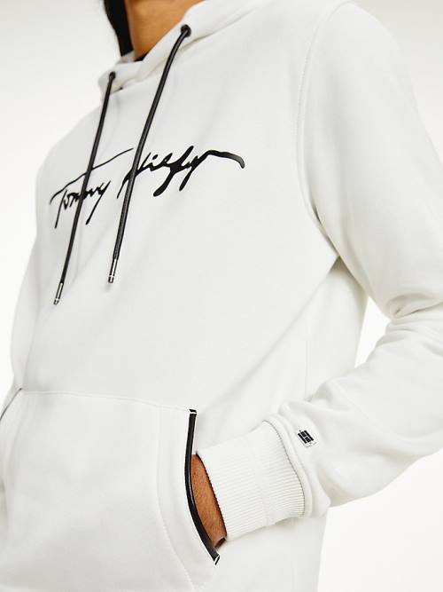 Tommy Hilfiger Elevated TH Signature Hoodie Heren Wit | TH615RKP