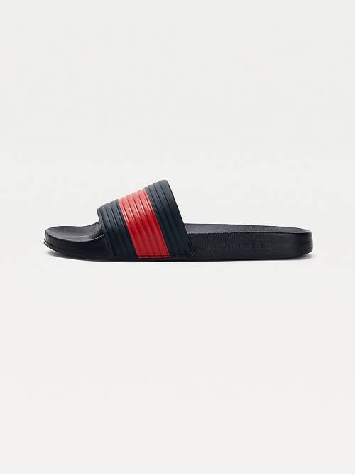 Tommy Hilfiger Embossed Flag Pool Slides Sandalen Heren Blauw | TH897IZD