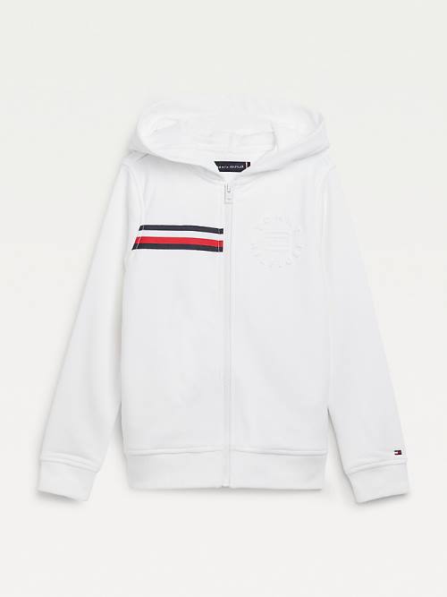 Tommy Hilfiger Embossed Logo Zip-Thru Hoodie Jongens Wit | TH147GJX