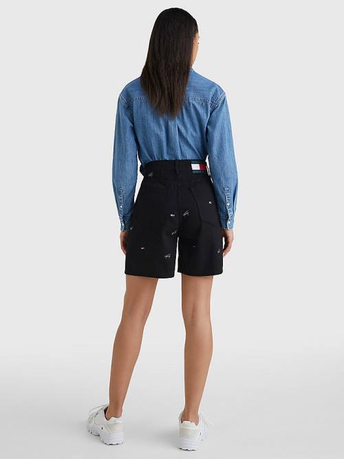 Tommy Hilfiger Embroidery Denim Mom Korte Broek Dames Denim | TH108AUE